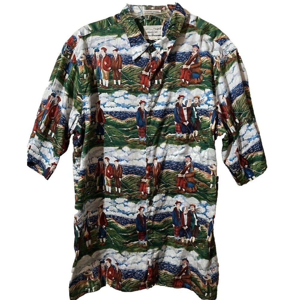 Reyn Spooner Guy Buffet Men's Large Multicolor Golf Scenic Shirt Egyptian Cotton